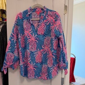 Lilly Pulitzer Pink and Blue pineapple Top